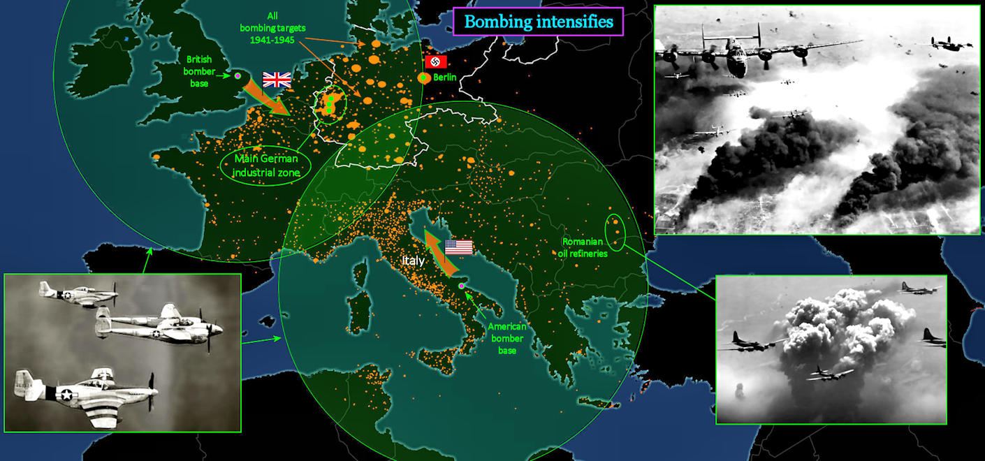 Allied bombing, 1945 map